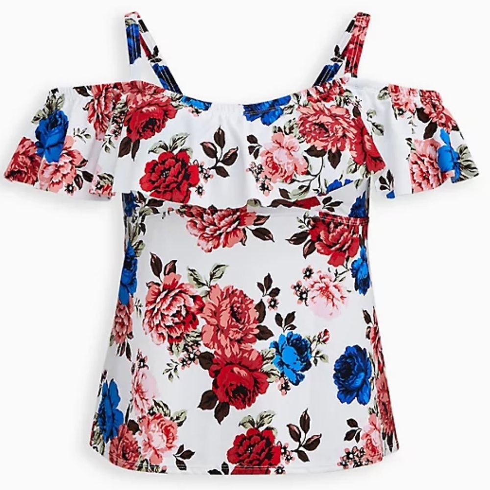 NWT Torrid floral tankini off the shoulder swim top size 1, 14/16